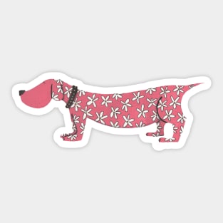 Dachshund: Pink, Flowery Sausage Dog Sticker